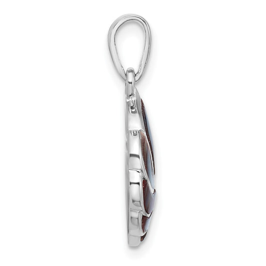 Sterling Silver Rhodium-plated Polished Abalone Swirl Shell Pendant