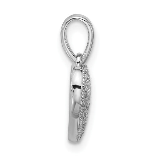 Sterling Silver Rhodium-plated Polished Pave CZ Heart Pendant