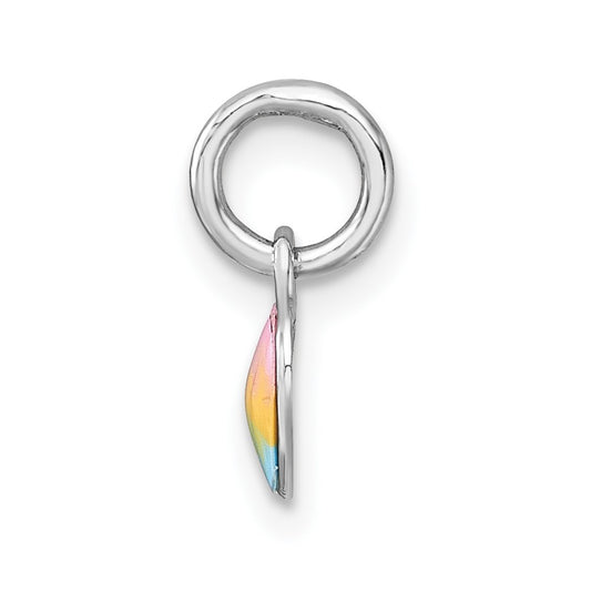 Sterling Silver Madi K Rhodium-plated Enameled Pastel Rainbow Heart Childrens Pendant