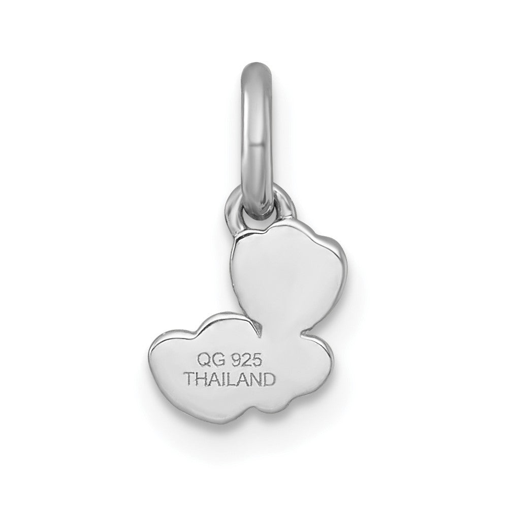 Sterling Silver Rhodium-plated Polished Orange/Red/Green Enamel Flower With Heart Childrens Pendant