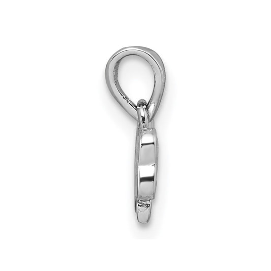 Sterling Silver Rhodium-plated Children's Pink CZ with Pink and White Enamel Bow Pendant