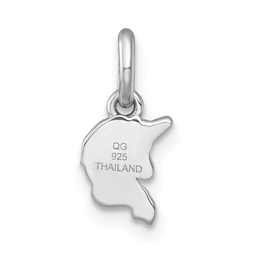 Sterling Silver Rhodium-plated Polished White and Rainbow Enamel Unicorn Head Childrens Pendant