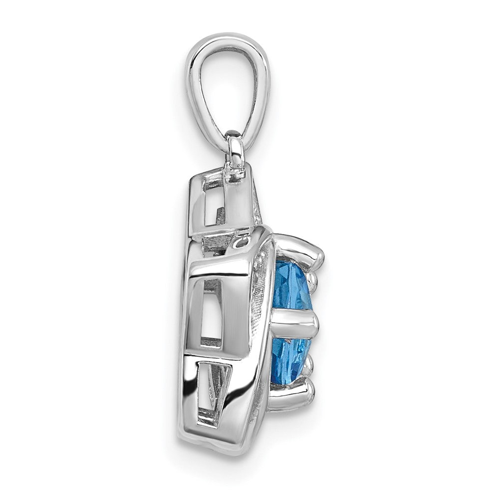 Sterling Silver Rhodium-plated Polished Light Swiss Blue Topaz and White Topaz Star Pendant