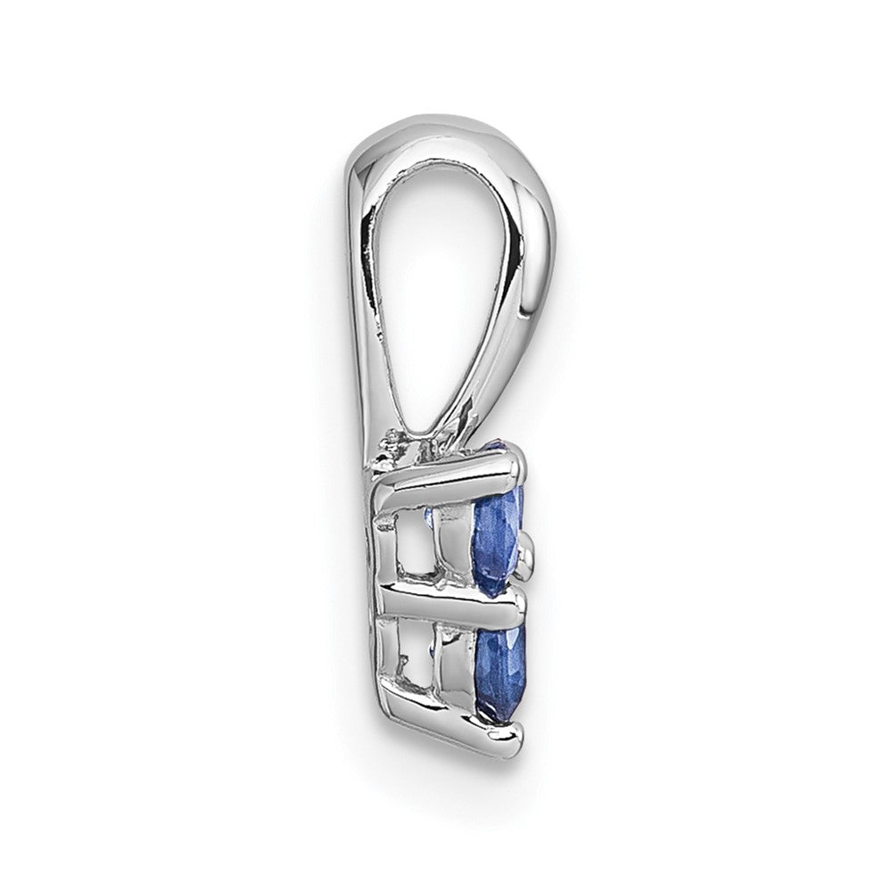 Sterling Silver Rhodium-plated Polished Three Round Sapphires Pendant