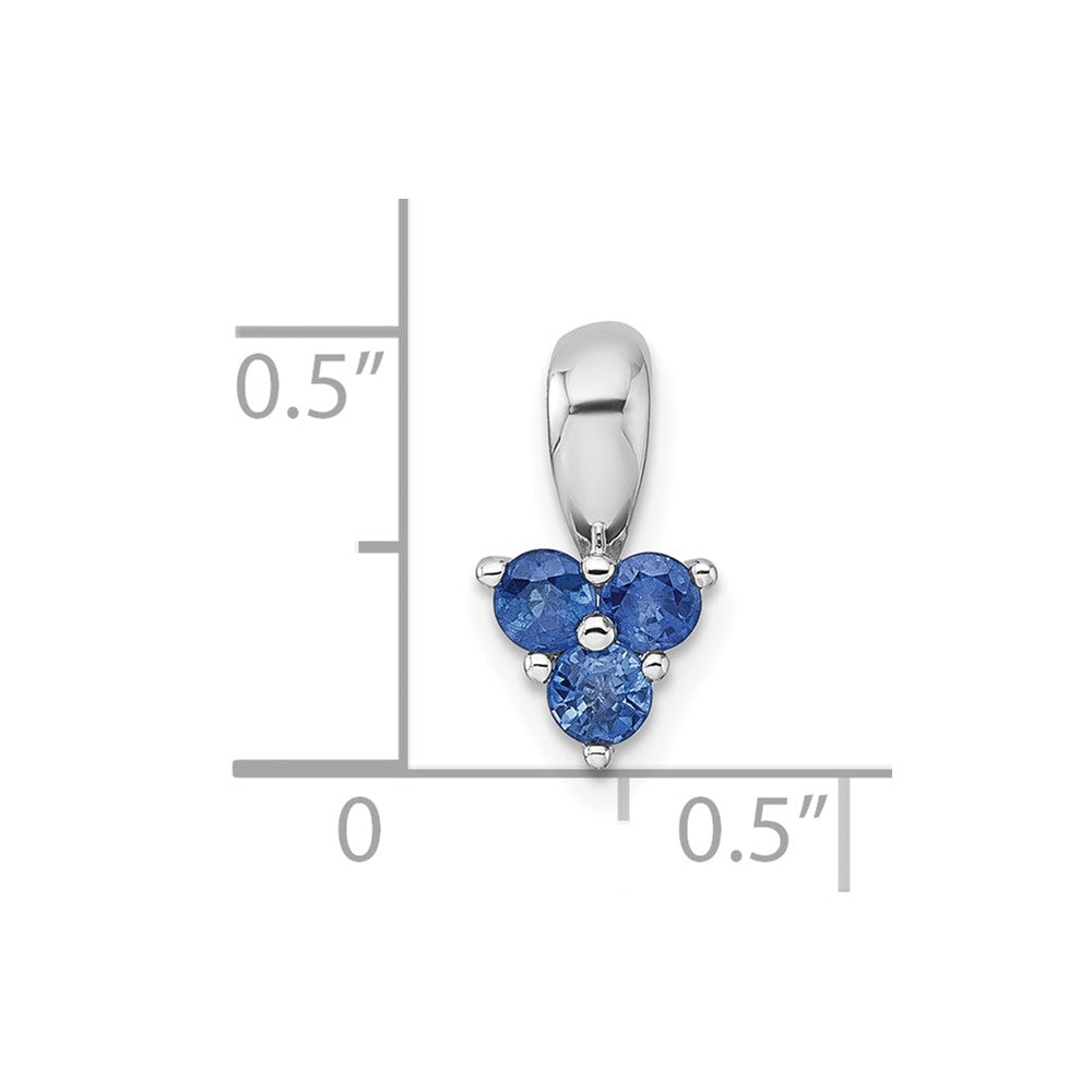 Sterling Silver Rhodium-plated Polished Three Round Sapphires Pendant