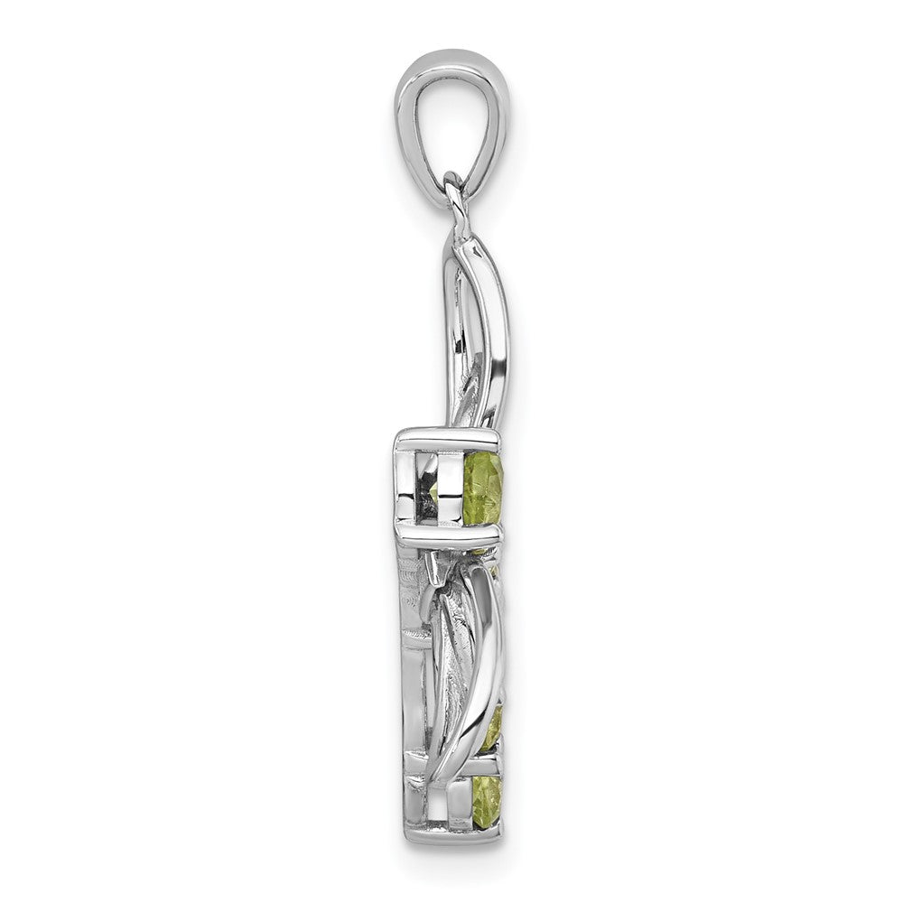 Sterling Silver Rhodium-plated Polished Peridot Dragonfly Pendant
