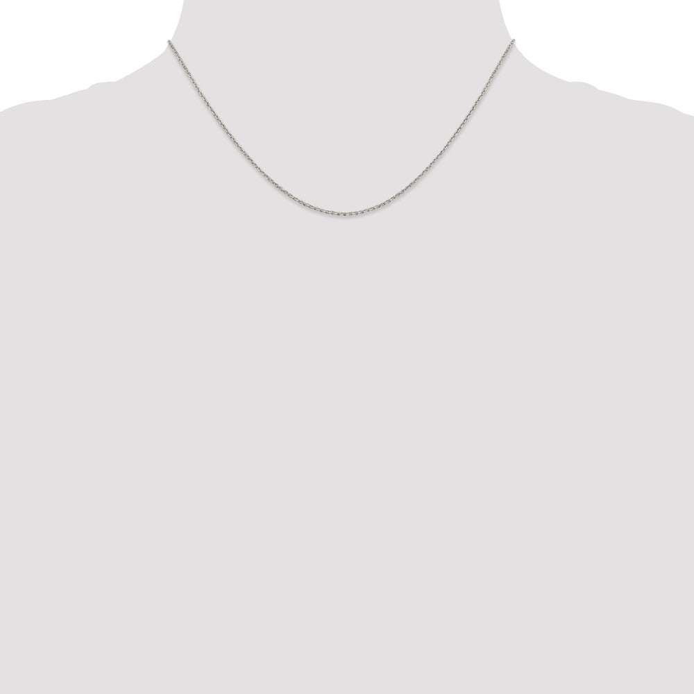 Sterling Silver Rhodium-plated 1.25mm Diamond-cut Forzantine Cable Chain