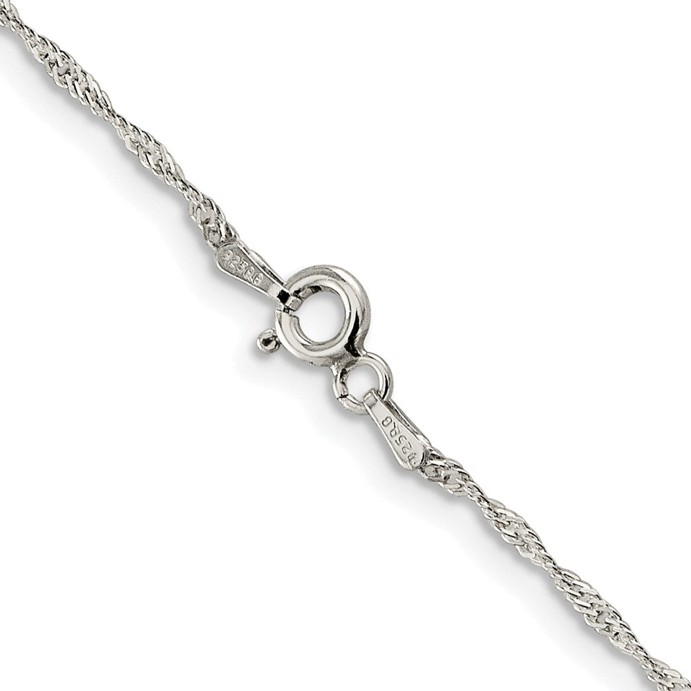 Sterling Silver Rhodium-plated 1mm Diamond-cut Long Link Cable Chain w/2in