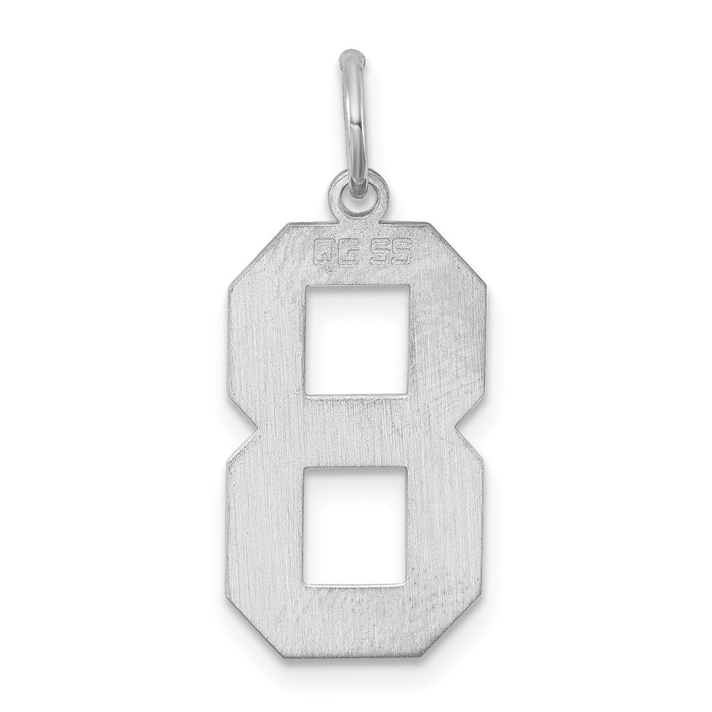 Sterling Silver/Rhodium-plated Polished Number 8 Charm