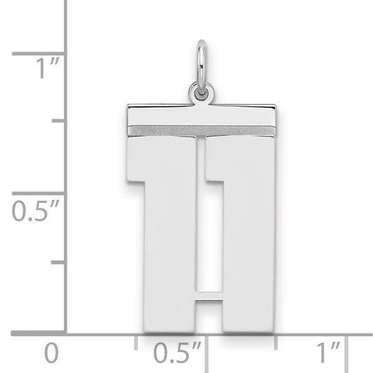 Sterling Silver/Rhodium-plated Polished Number 11 Charm