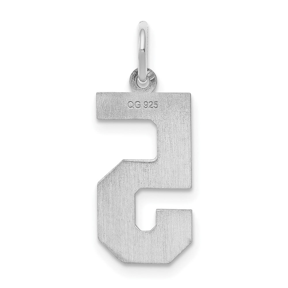 Sterling Silver/Rhodium-plated Satin Number 5 Charm