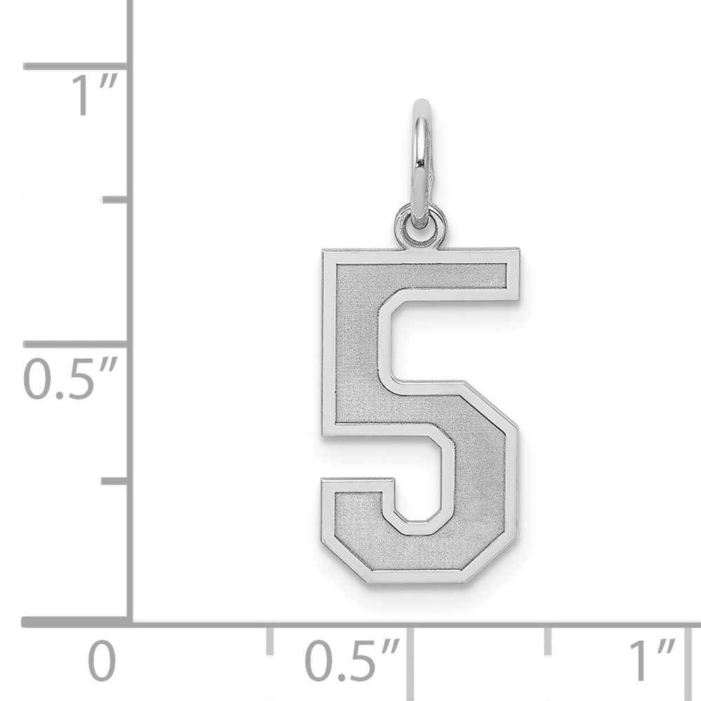 Sterling Silver/Rhodium-plated Satin Number 5 Charm