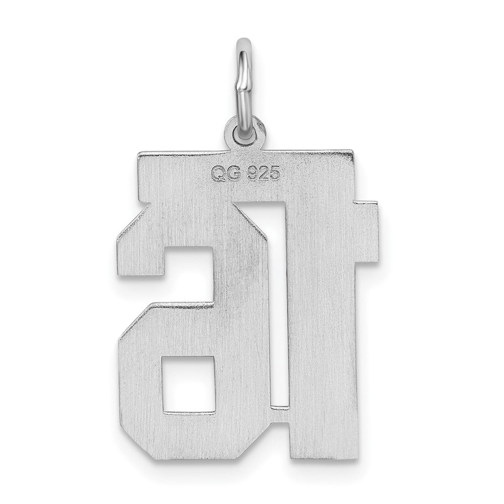 Sterling Silver/Rhodium-plated Satin Number 16 Charm
