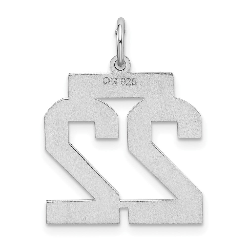 Sterling Silver/Rhodium-plated Satin Number 22 Charm