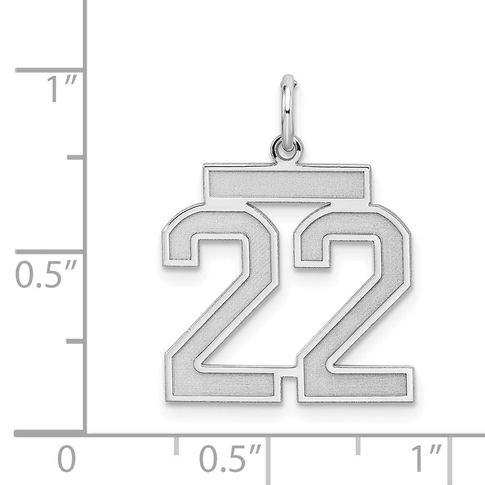 Sterling Silver/Rhodium-plated Satin Number 22 Charm