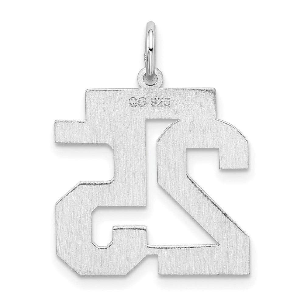 Sterling Silver/Rhodium-plated Satin Number 25 Charm