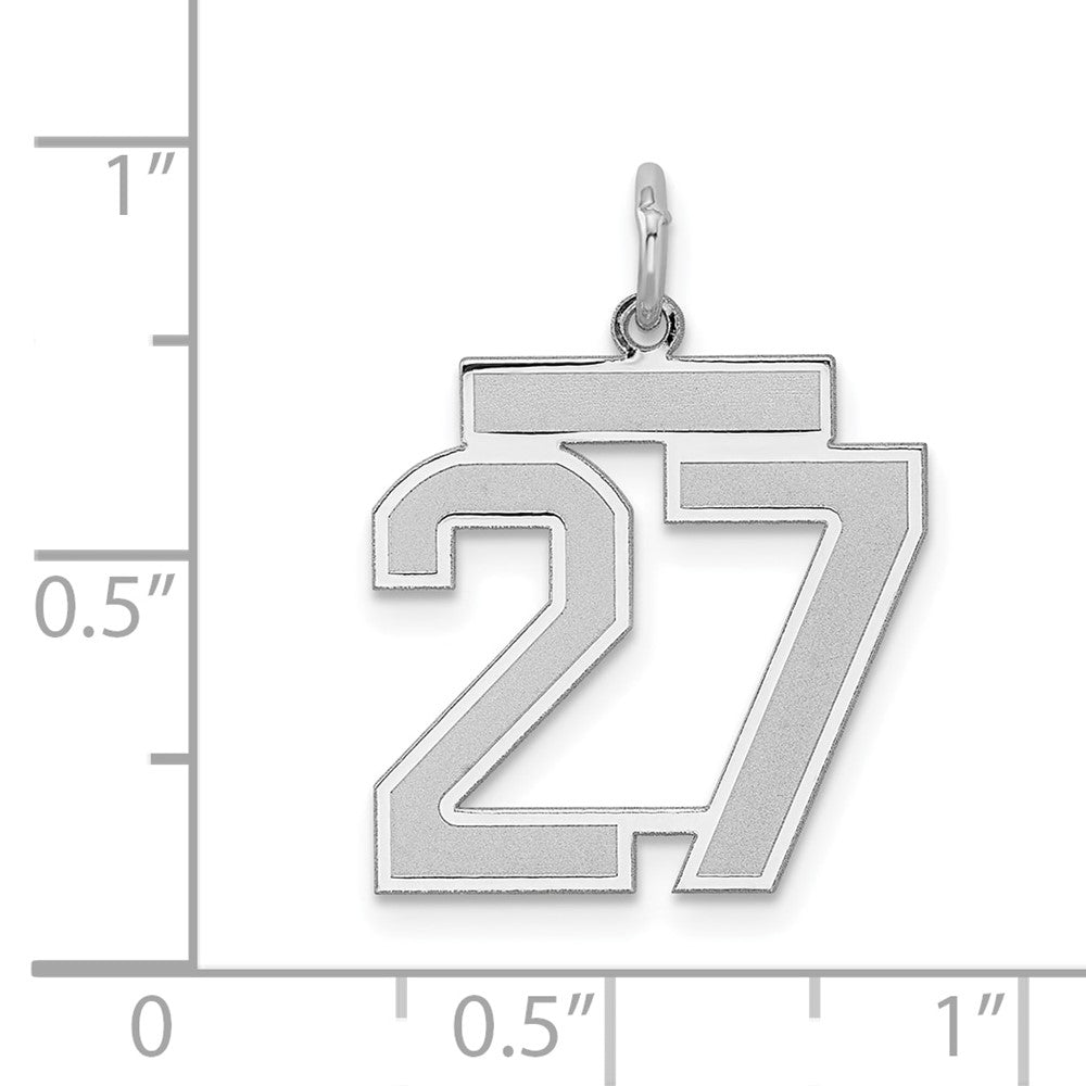 Sterling Silver/Rhodium-plated Satin Number 27 Charm