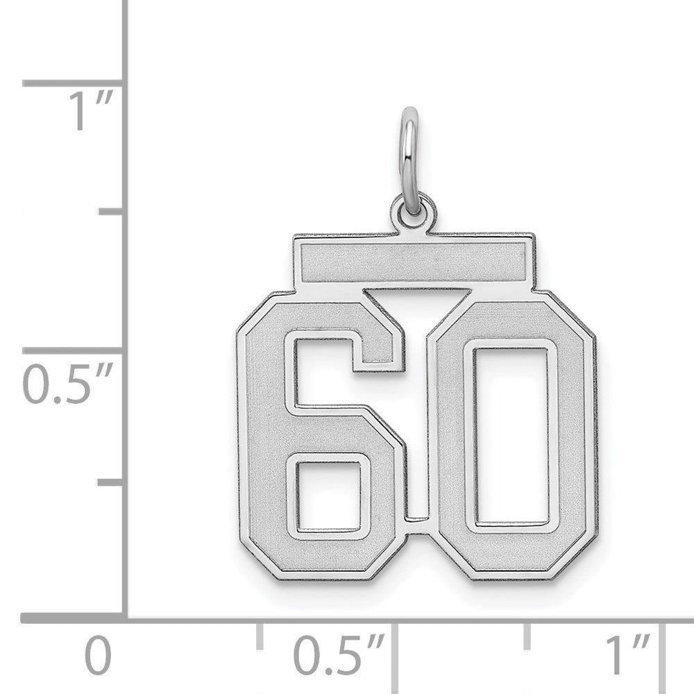 Sterling Silver/Rhodium-plated Satin Number 60 Charm