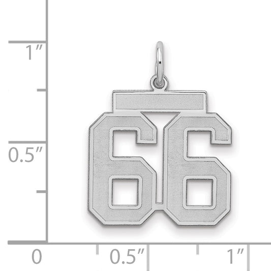 Sterling Silver/Rhodium-plated Satin Number 66 Charm