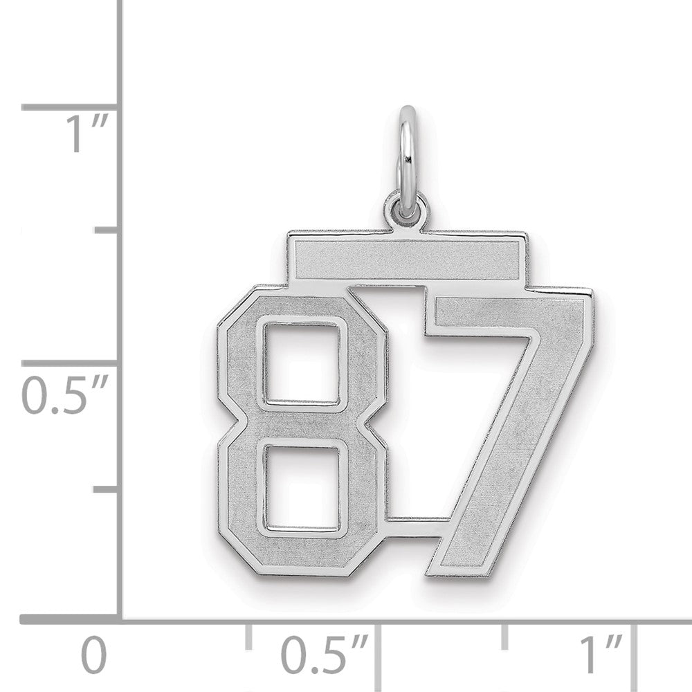 Sterling Silver/Rhodium-plated Satin Number 87 Charm