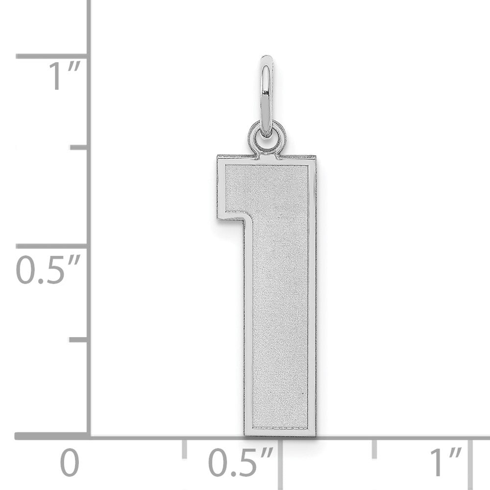 Sterling Silver/Rhodium-plated Satin Number 1 Charm