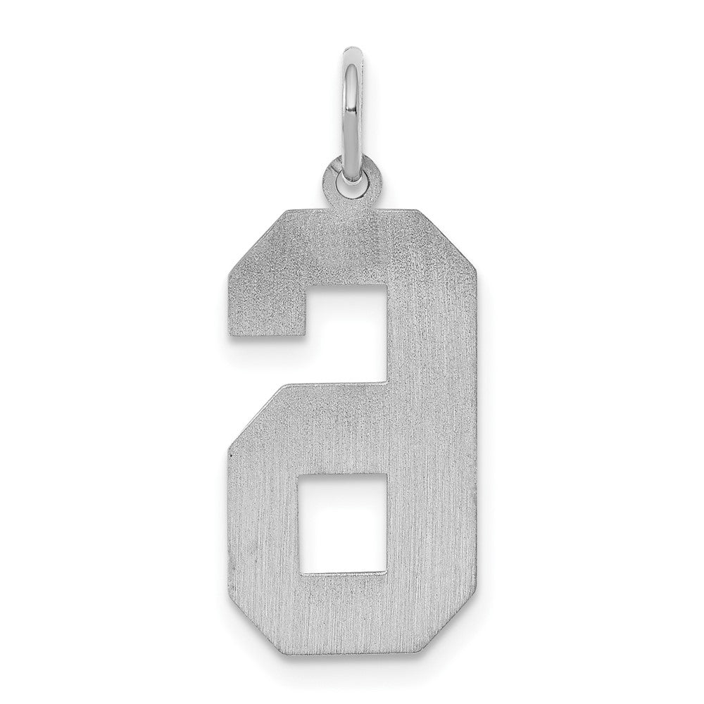 Sterling Silver/Rhodium-plated Satin Number 6 Charm