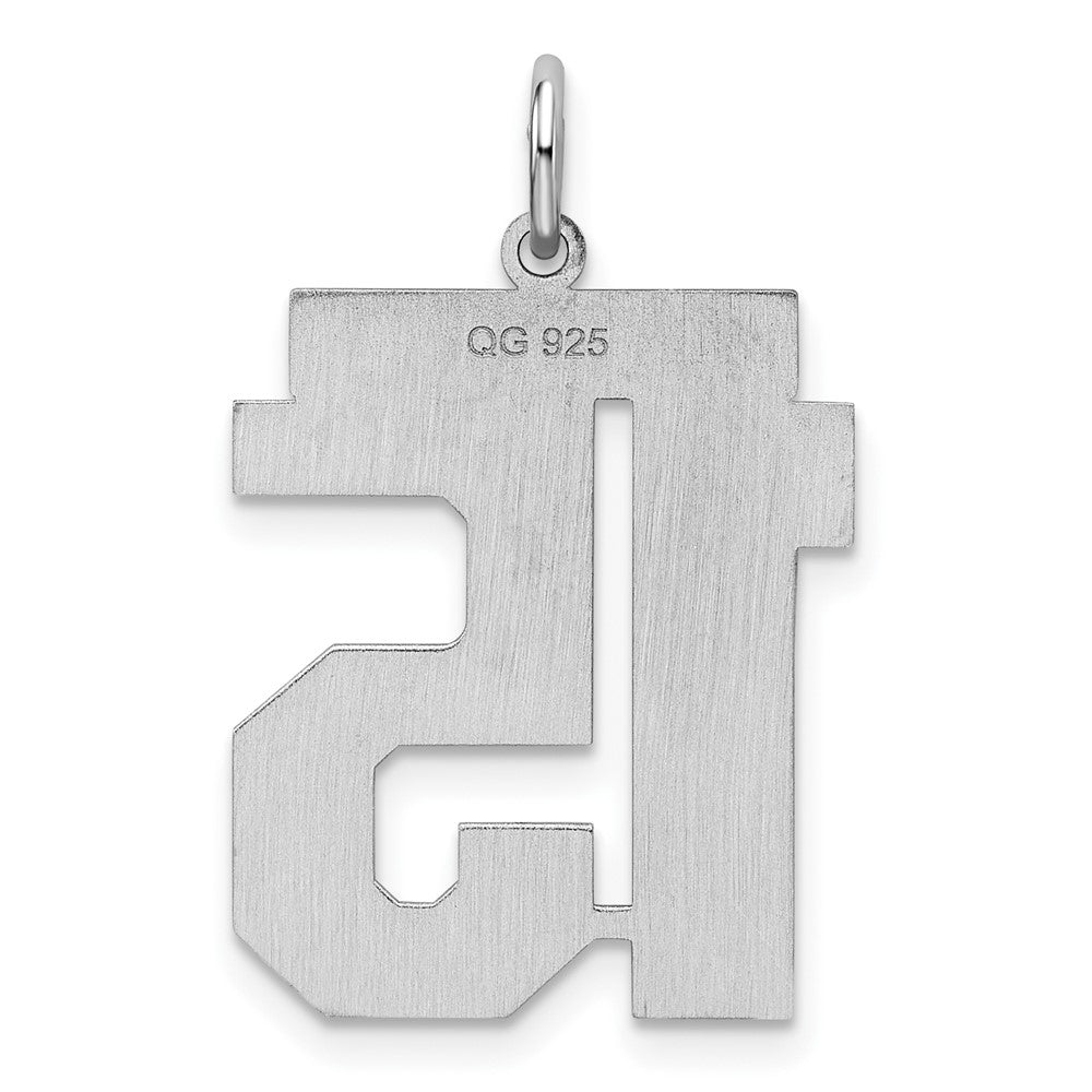 Sterling Silver/Rhodium-plated Satin Number 15 Charm