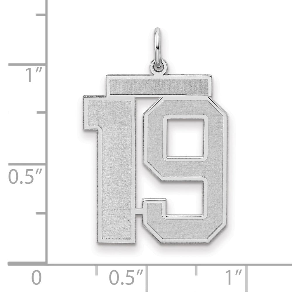 Sterling Silver/Rhodium-plated Satin Number 19 Charm