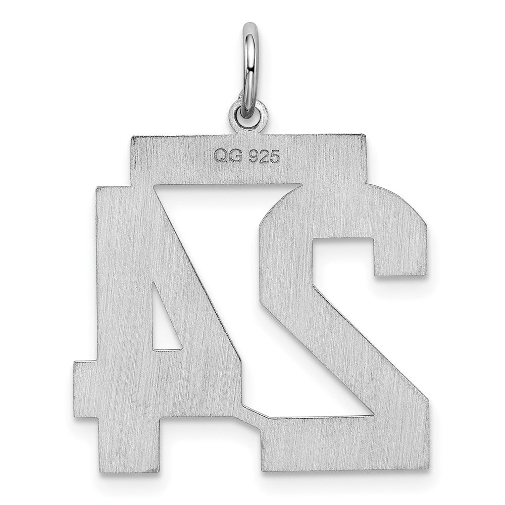 Sterling Silver/Rhodium-plated Satin Number 24 Charm