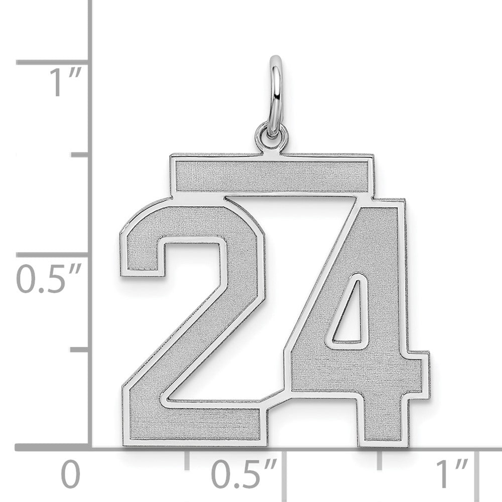 Sterling Silver/Rhodium-plated Satin Number 24 Charm