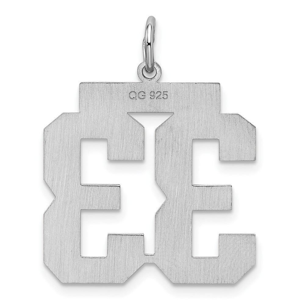 Sterling Silver/Rhodium-plated Satin Number 33 Charm