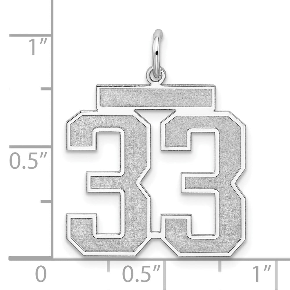 Sterling Silver/Rhodium-plated Satin Number 33 Charm