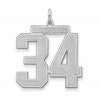 Sterling Silver/Rhodium-plated Satin Number 34 Charm