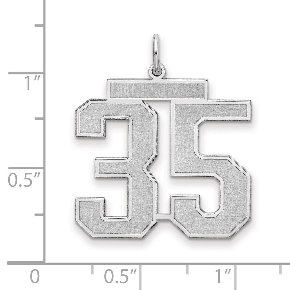 Sterling Silver/Rhodium-plated Satin Number 35 Charm