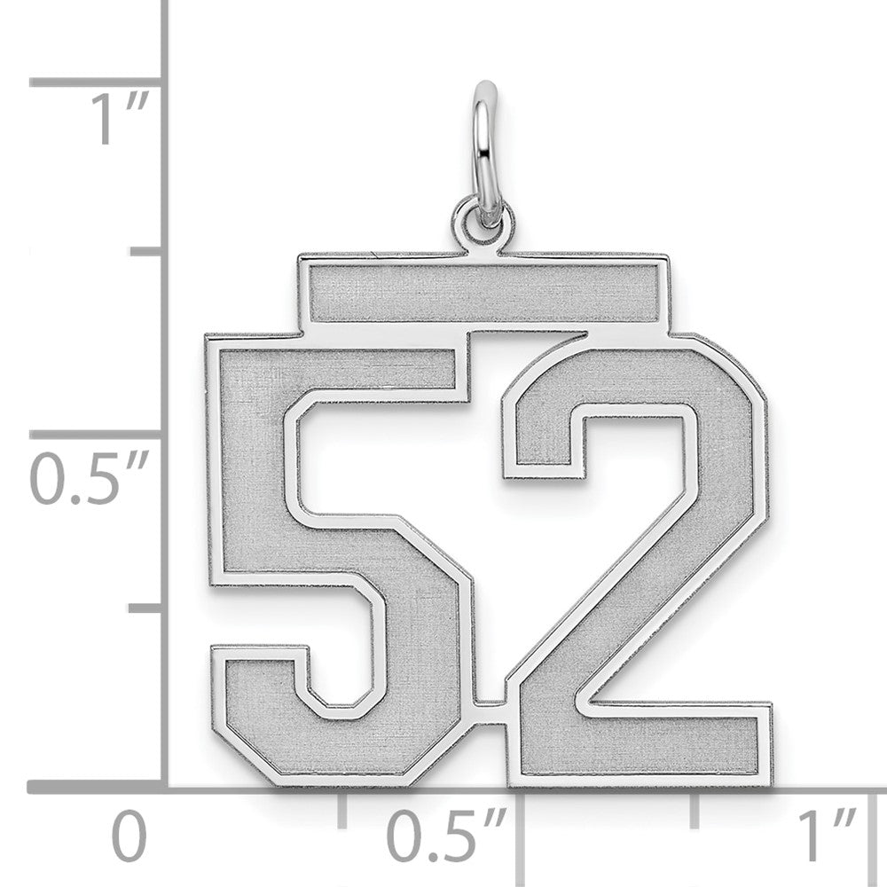 Sterling Silver/Rhodium-plated Satin Number 52 Charm