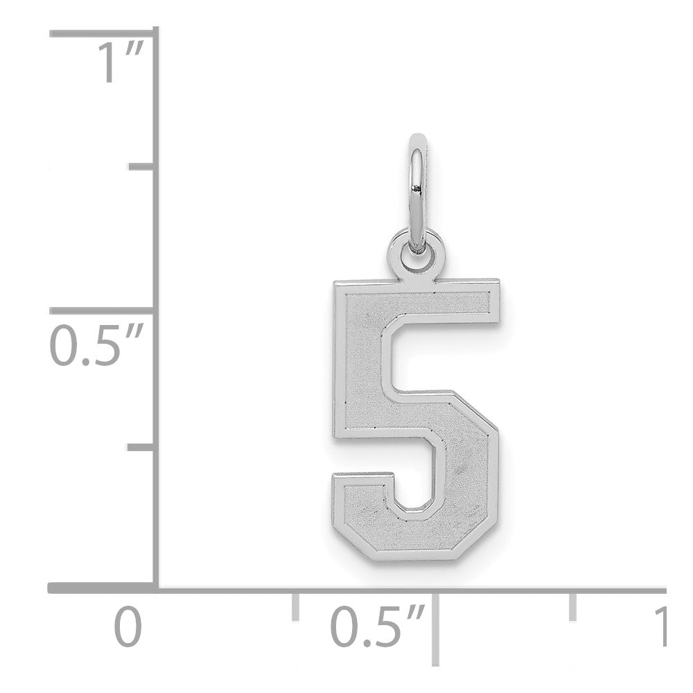 Sterling Silver/Rhodium-plated Satin Number 5 Charm