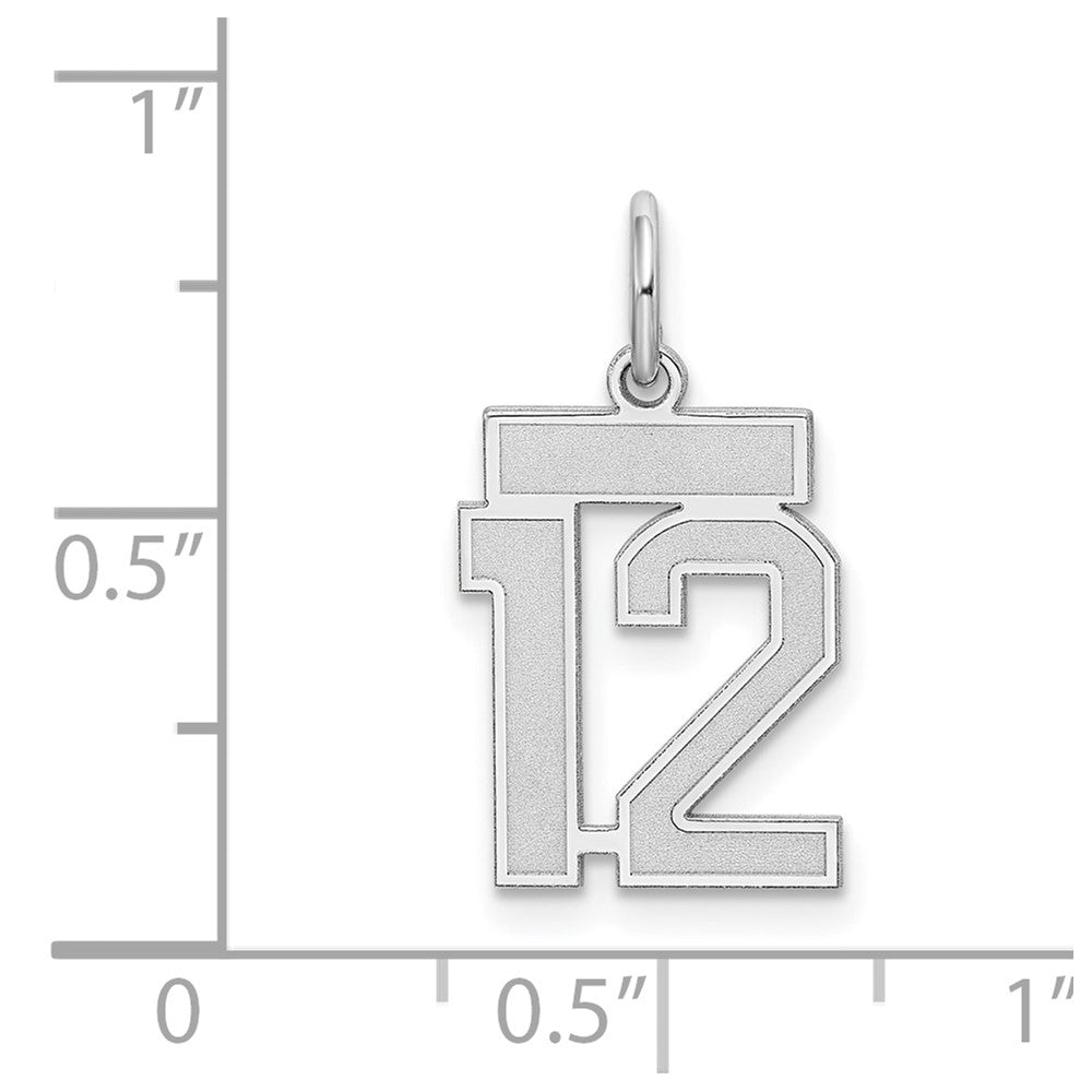 Sterling Silver/Rhodium-plated Satin Number 12 Charm