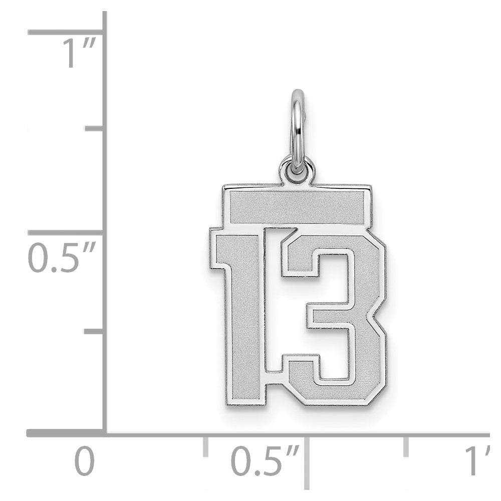 Sterling Silver/Rhodium-plated Satin Number 13 Charm
