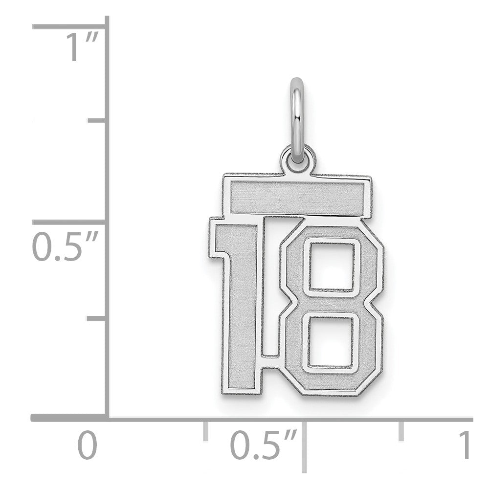 Sterling Silver/Rhodium-plated Satin Number 18 Charm