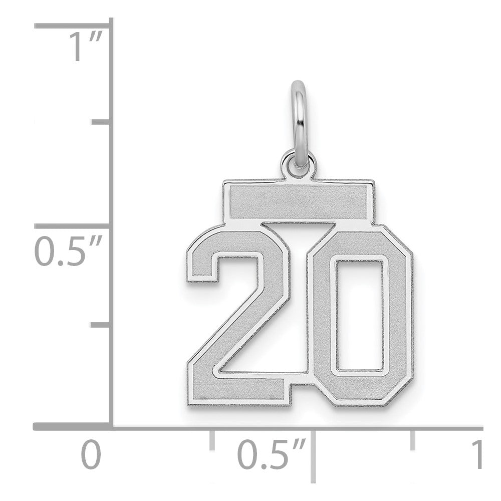 Sterling Silver/Rhodium-plated Satin Number 20 Charm