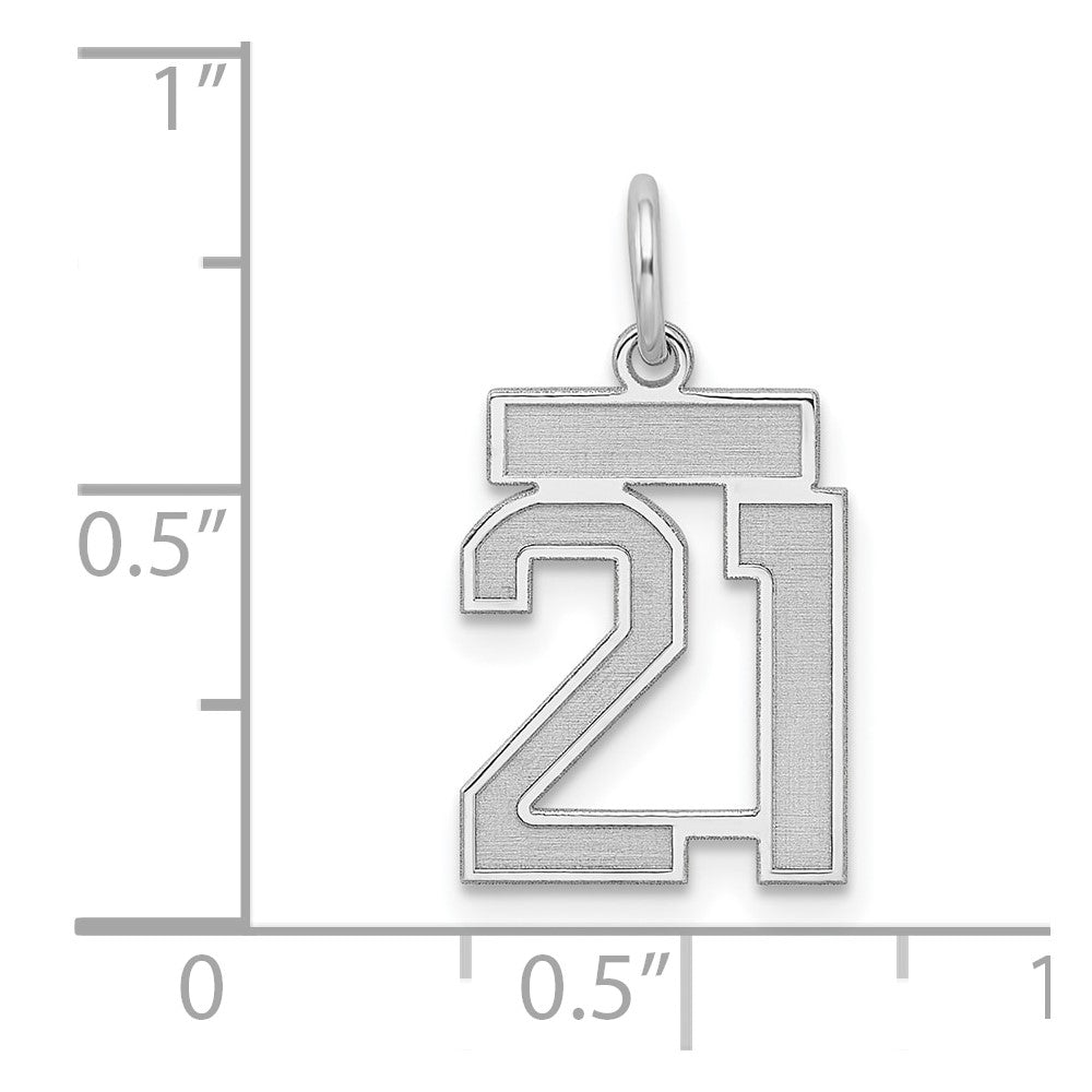 Sterling Silver/Rhodium-plated Satin Number 21 Charm