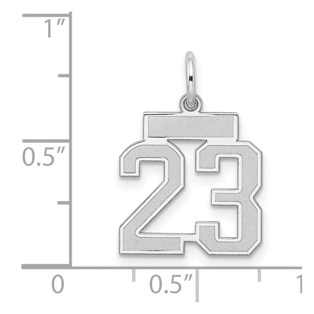 Sterling Silver/Rhodium-plated Satin Number 23 Charm