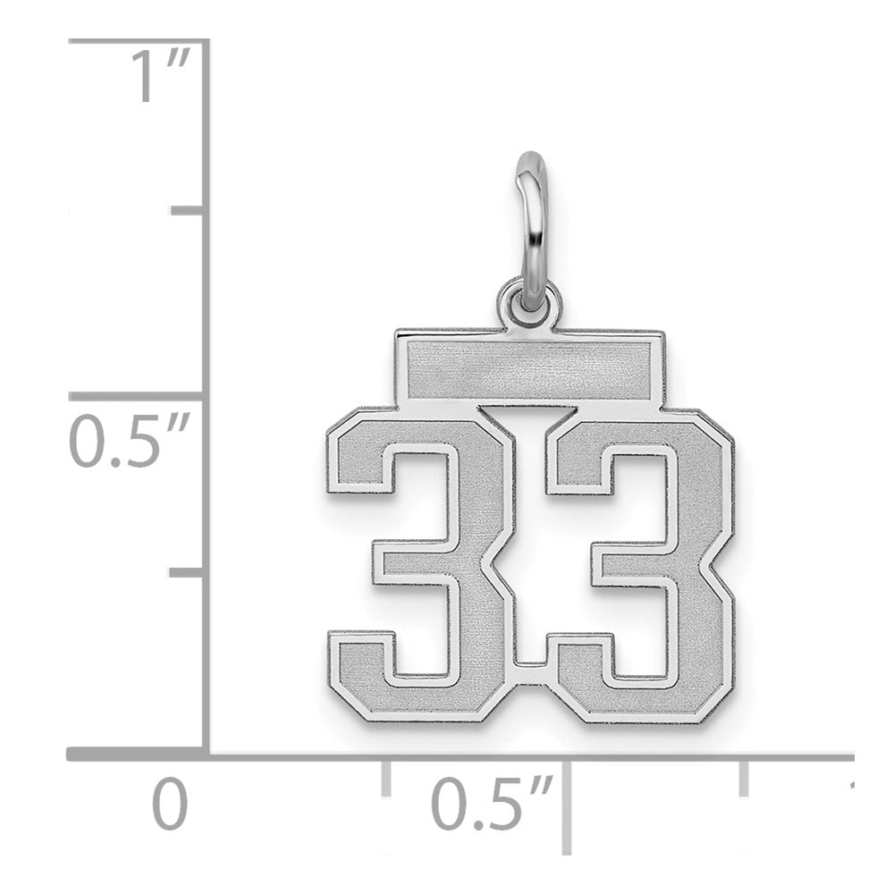 Sterling Silver/Rhodium-plated Satin Number 33 Charm