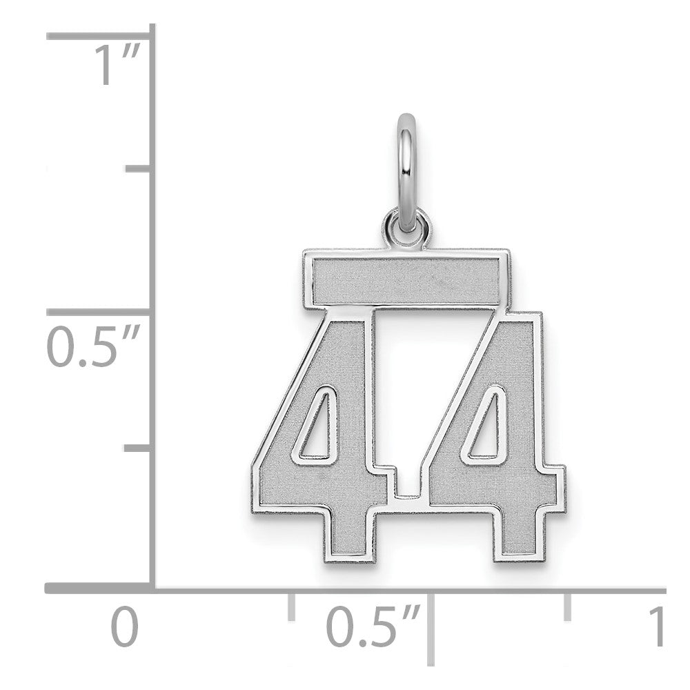 Sterling Silver/Rhodium-plated Satin Number 44 Charm