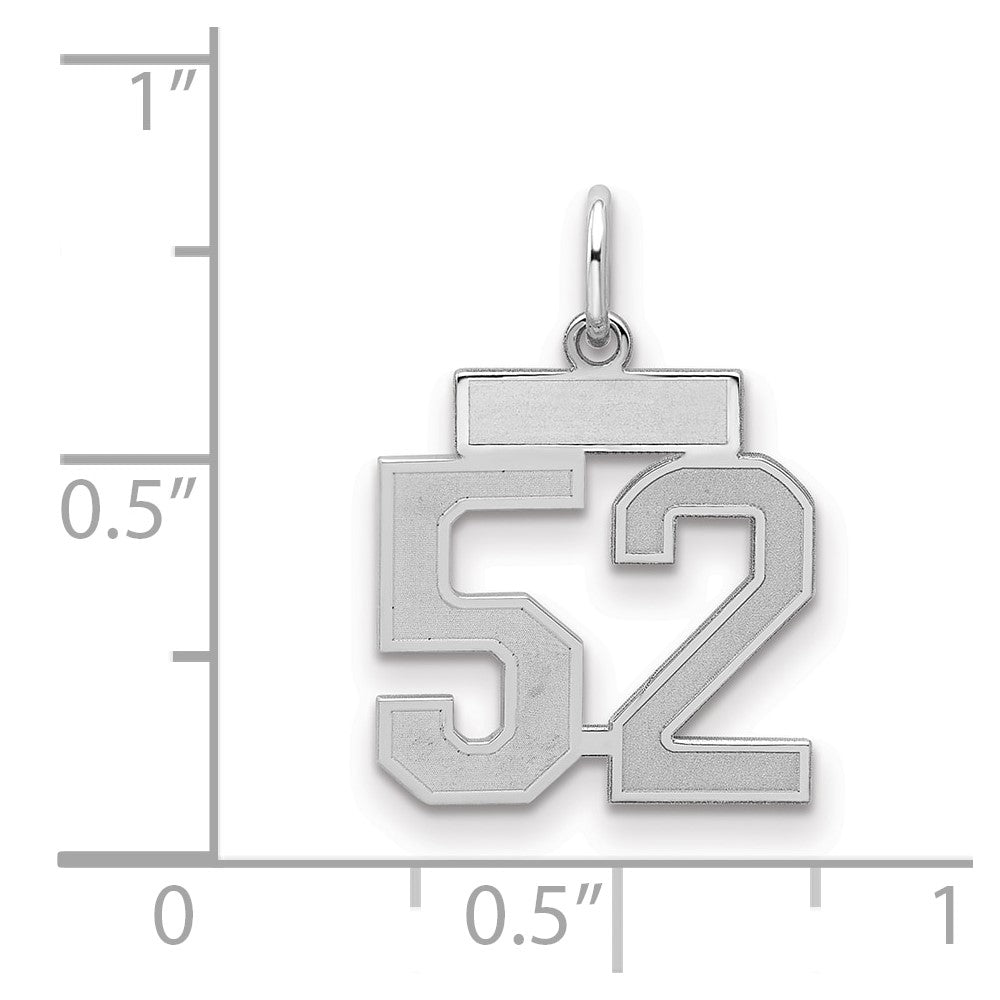 Sterling Silver/Rhodium-plated Satin Number 52 Charm
