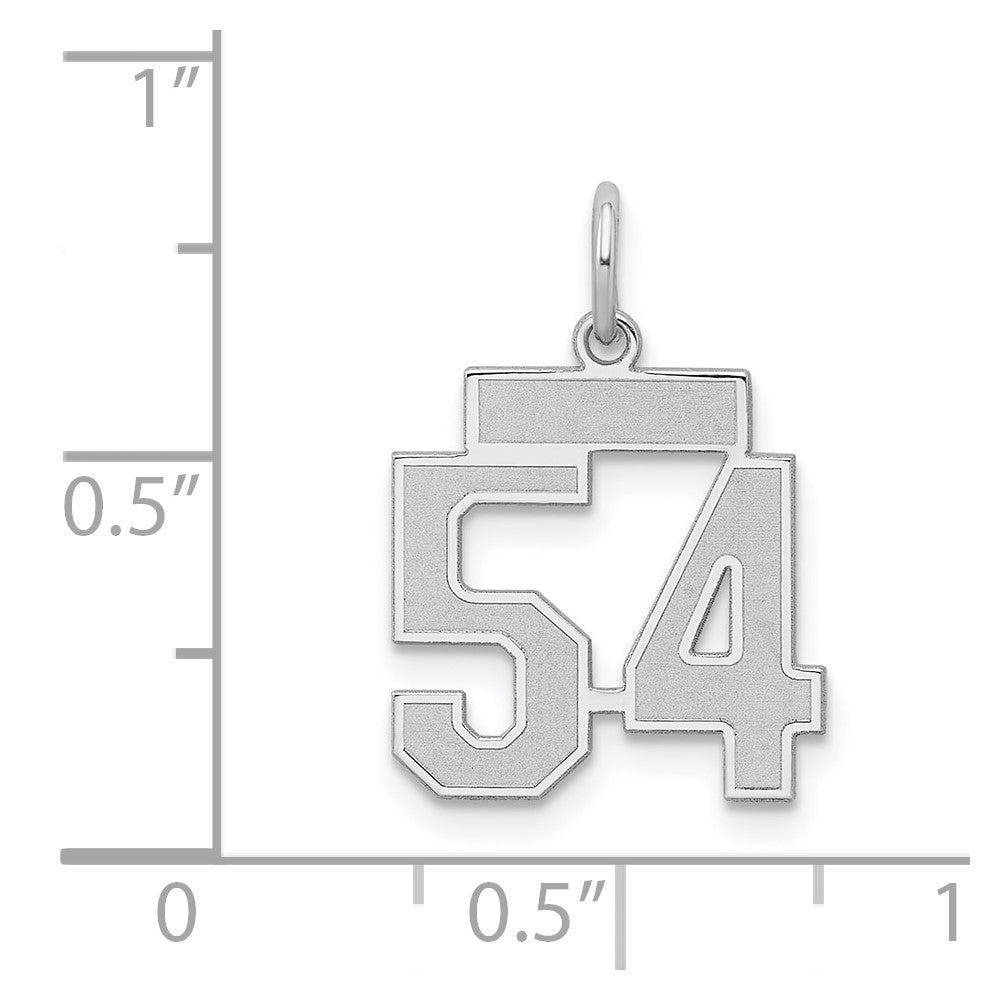 Sterling Silver/Rhodium-plated Satin Number 54 Charm