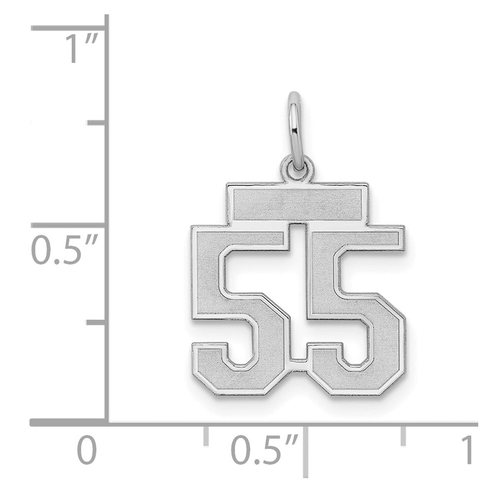Sterling Silver/Rhodium-plated Satin Number 55 Charm