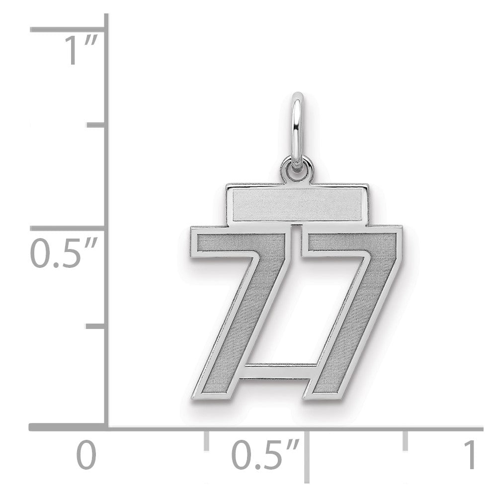 Sterling Silver/Rhodium-plated Satin Number 77 Charm