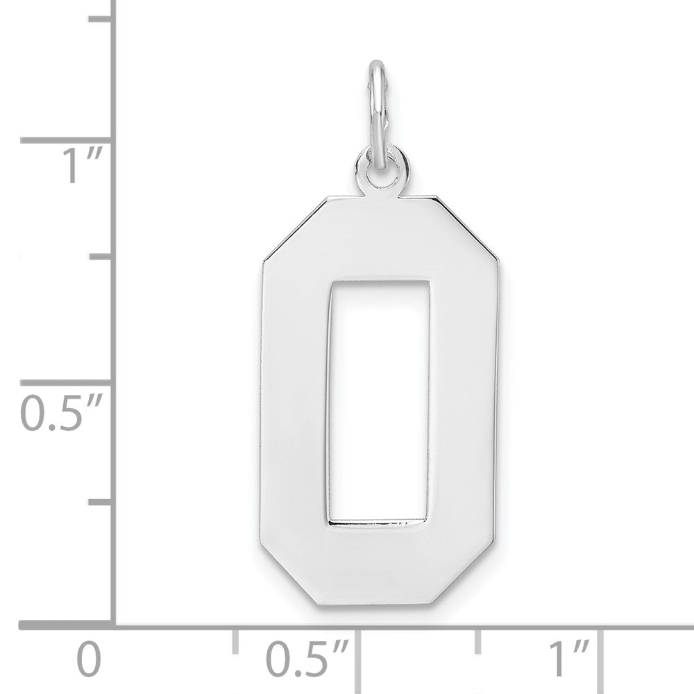 Sterling Silver/Rhodium-plated Polished Number 0 Charm