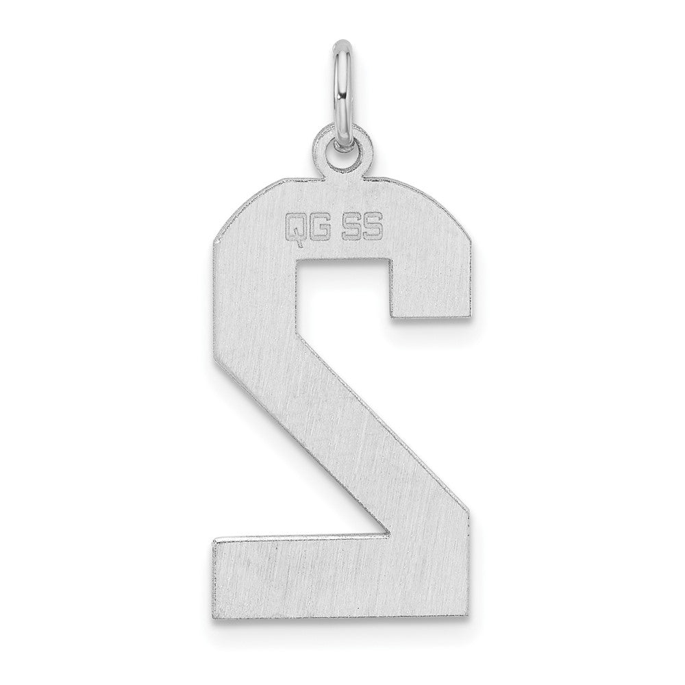 Sterling Silver/Rhodium-plated Polished Number 2 Charm